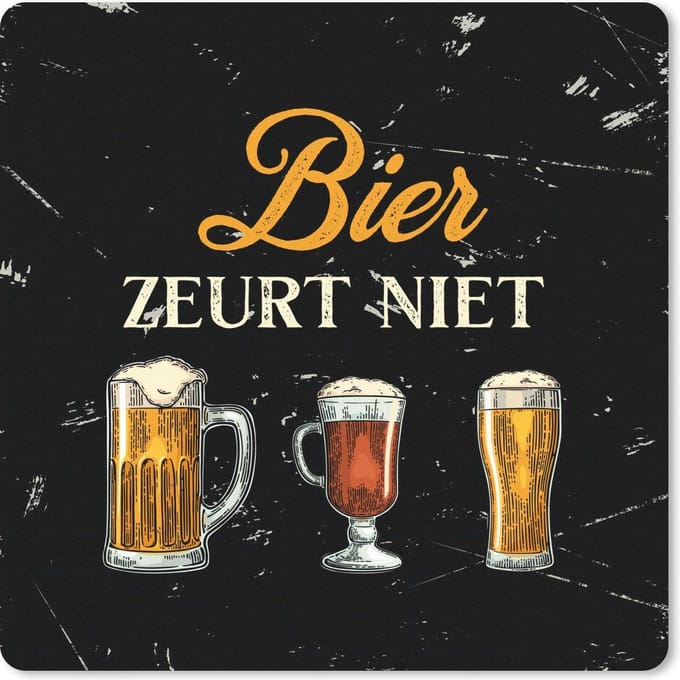 Muismat 20x20 cm - Mousepad Bier - Mancave - Vintage - Muismatten - Cadeau voor man