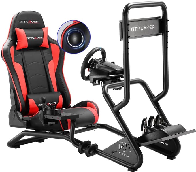GTPLAYER - Simulator Cockpit - Met 3D Luidsprekers en Monitorhouder - Rood