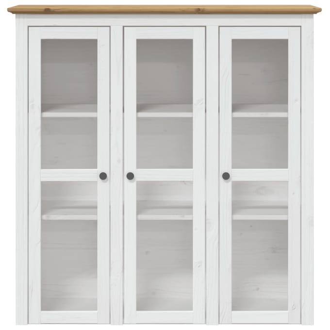 vidaXL - Kast - met - glazen - deuren - BODO - massief - grenenhout - wit - en - bruin