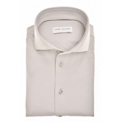 John Miller Overhemd Solid Color Hyperstretch Wide-Spread Collar Licht Grijs / male