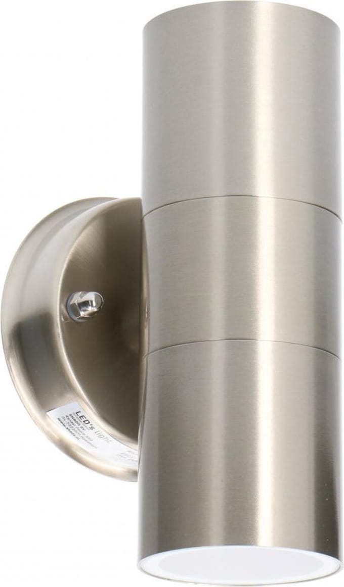 LED's Light RVS LED Muurlamp Buiten - Spot met 2 x GU10 fitting - Model Catania - IP44 - Zilver
