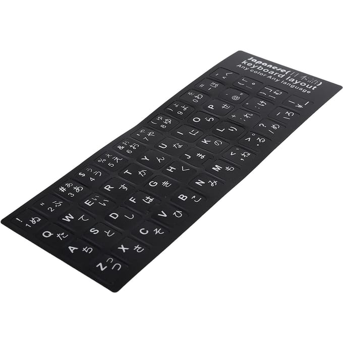 Autocollant pour clavier japonais, lettres blanches, étanche, pour ordinateur portable, de bureau, PC black
