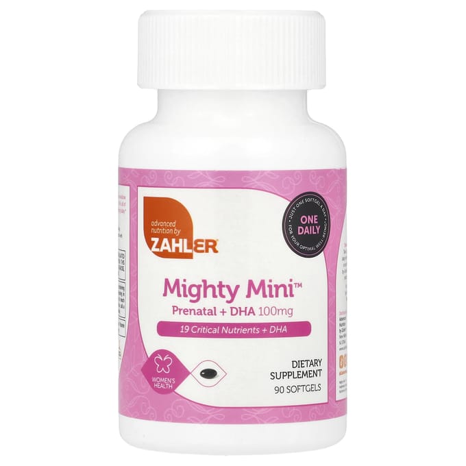 Zahler, Mighty Mini Prénatal + DHA, 100 mg, 90 gélules molles