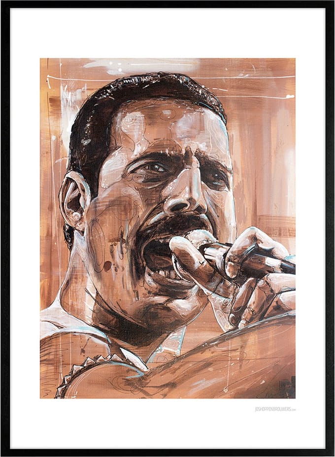 Freddie Mercury 03 print 51x71 cm *ingelijst & gesigneerd