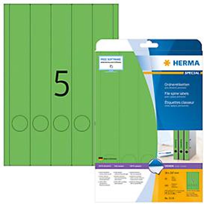 Herma ordneretiketten A4, 297 mm lang, permanent hechtend/bedrukbaar, 100 stuks, groen