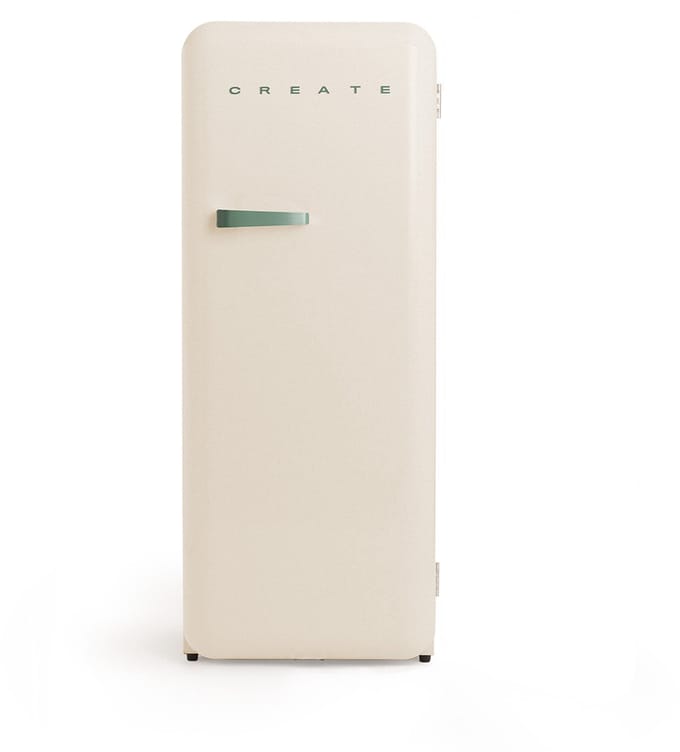CREATE - Koelkast in retrostijl - Gebroken wit - Handvat Sage - FRIDGE RETRO 281L