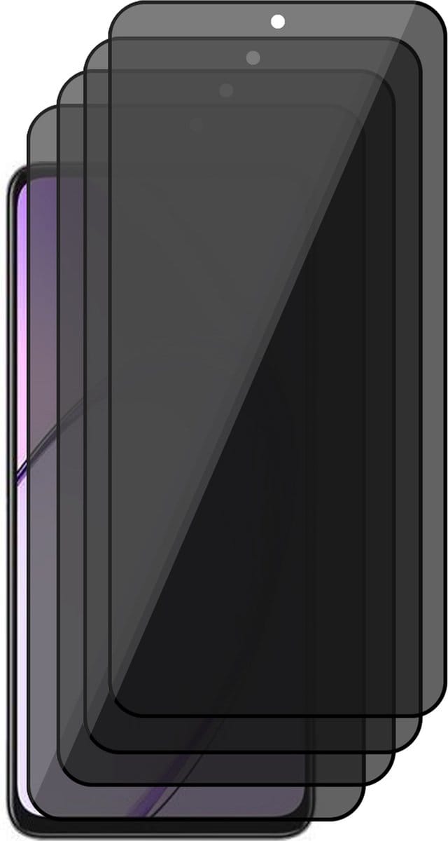 Privacy Screenprotector geschikt voor Oppo A80 - 4x Volledig Dekkend Glas Screen Protector
