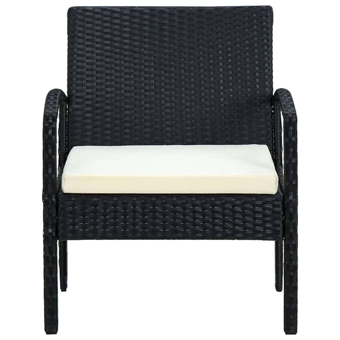 vidaXL - Tuinstoel - met - kussen - poly - rattan - zwart