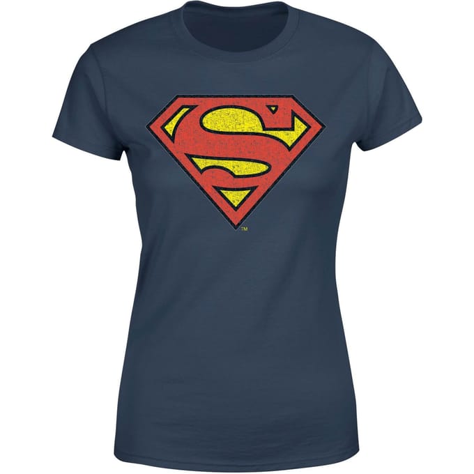 Official Superman Crackle Logo Women's T-Shirt - Navy - XXL