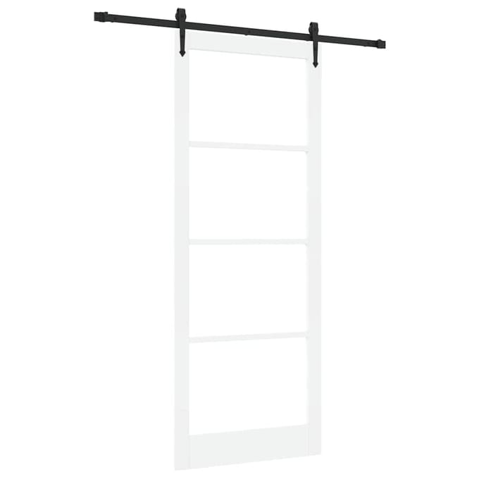 vidaXL - Schuifdeur - 93 - x - 232 - cm - Massief - grenenhout - en - glas - Wit
