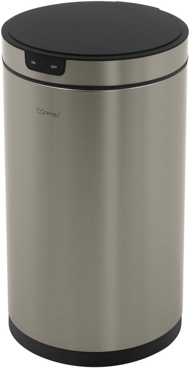 Afvalbak met sensor 30L rond roestvrij staal, zilver, automatisch openend en sluitend ML-ontwerp