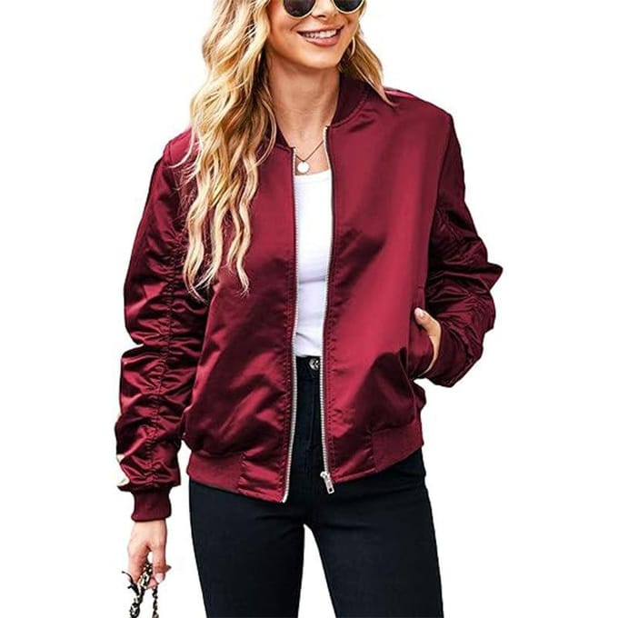 Bomberjack Dames Rits Casual Jassen Jas Oversized met Zakken Herfstoutfits XL black