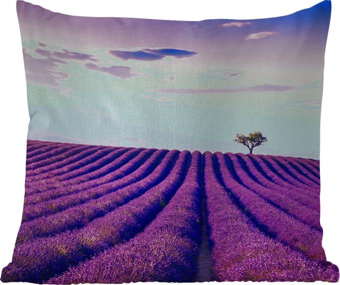 Tuinkussen - Lavendel - Bomen - Paars - Bloemen - 40x40 cm - Weerbestendig