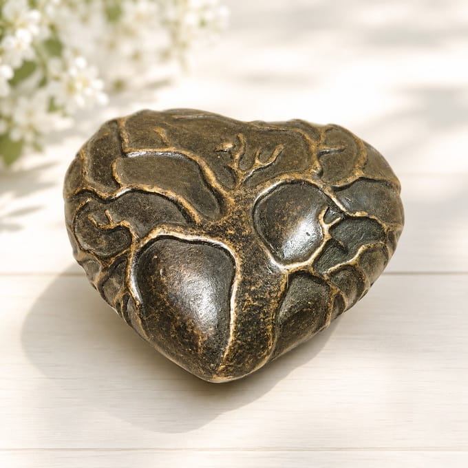 Memories Rouwcollectie - Urn - Hart met levensboom - Brons - Mini urn - 4 x 4 x 7 cm