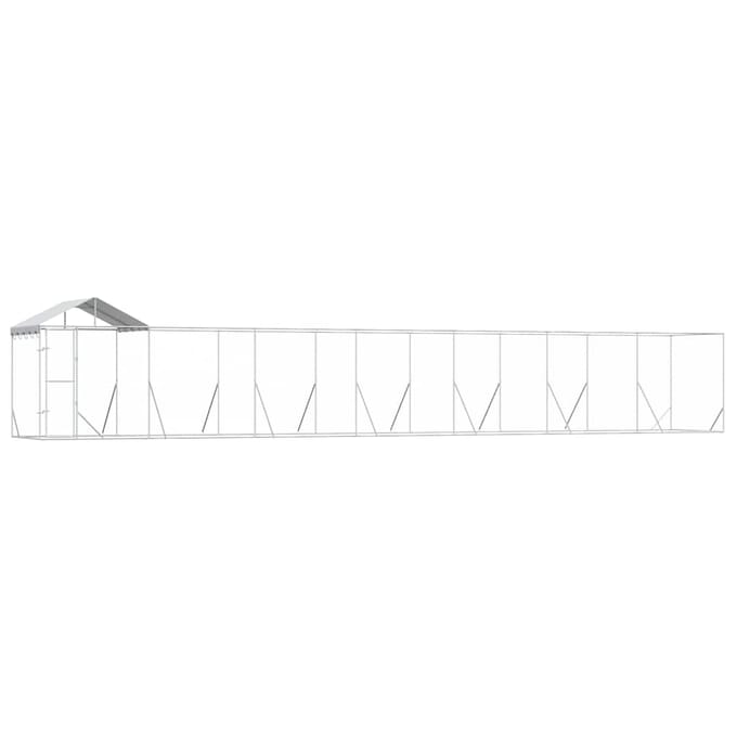 vidaXL Hondenkennel met dak 14x2x2,5 m gegalvaniseerd staal zilver
