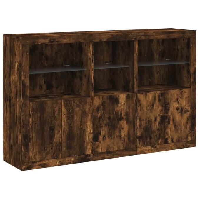 vidaXL - Dressoir - met - LED-verlichting - 162x37x100 - cm - gerookt - eikenkleurig