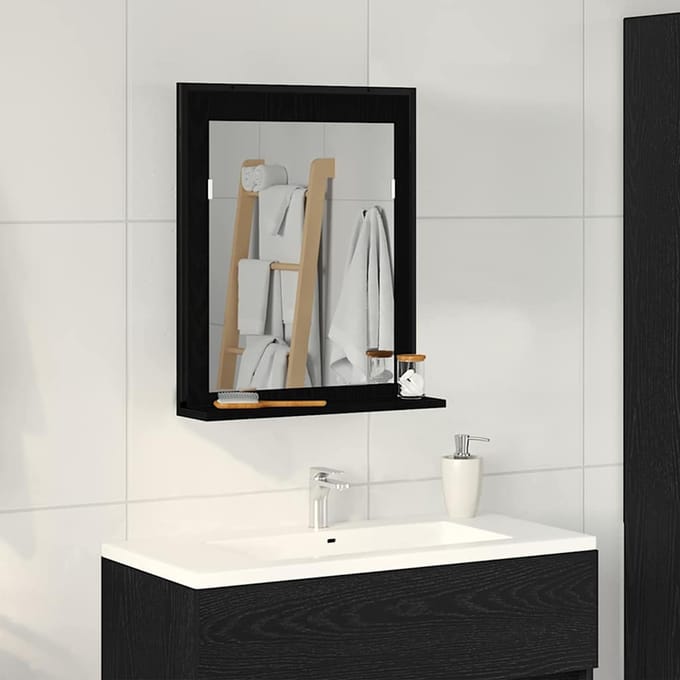 vidaXL - Spiegel - Zwart - eiken - 50 - x - 12 - x - 60 - cm - Glas - en - Geengineerd - Hout