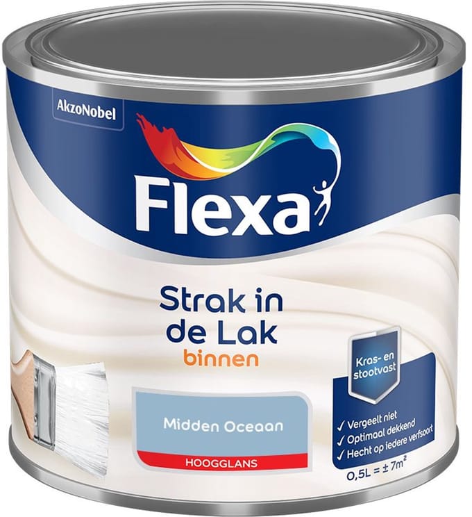 Flexa - Strak In De Lak Binnenlak Hoogglans - Midden Oceaan - Mengverf - 500 Ml