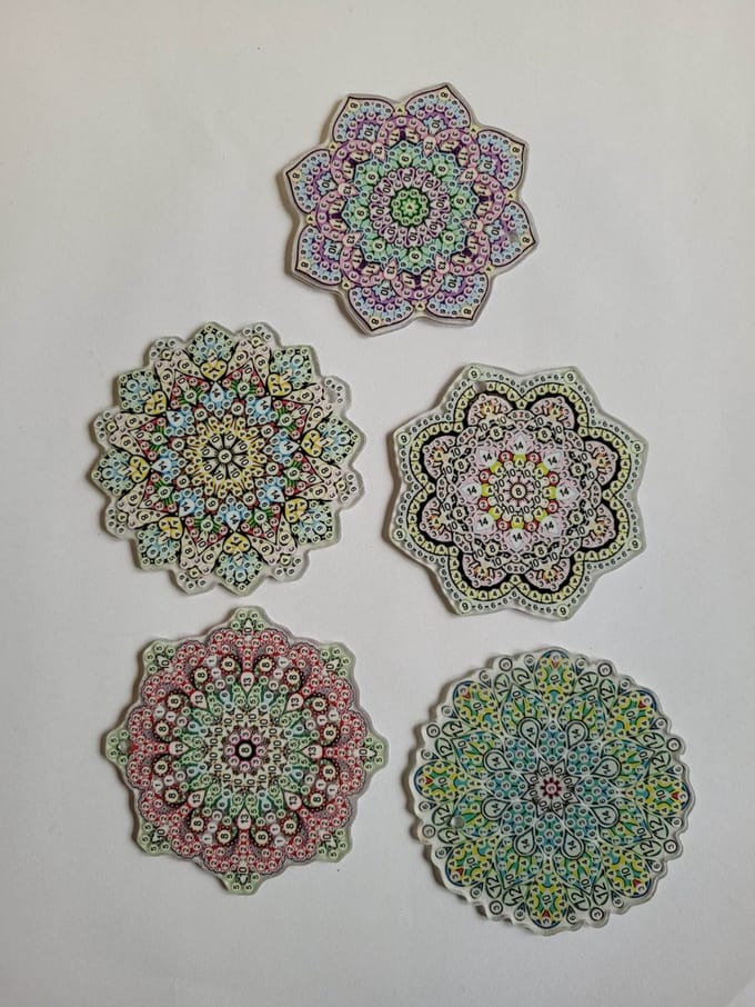 Diamond painting sleutelhangers mandala's  (5 stuks) dubbelzijdig te beplakken