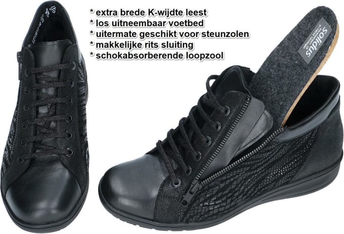 Solidus -Dames - zwart - bottines - maat 36