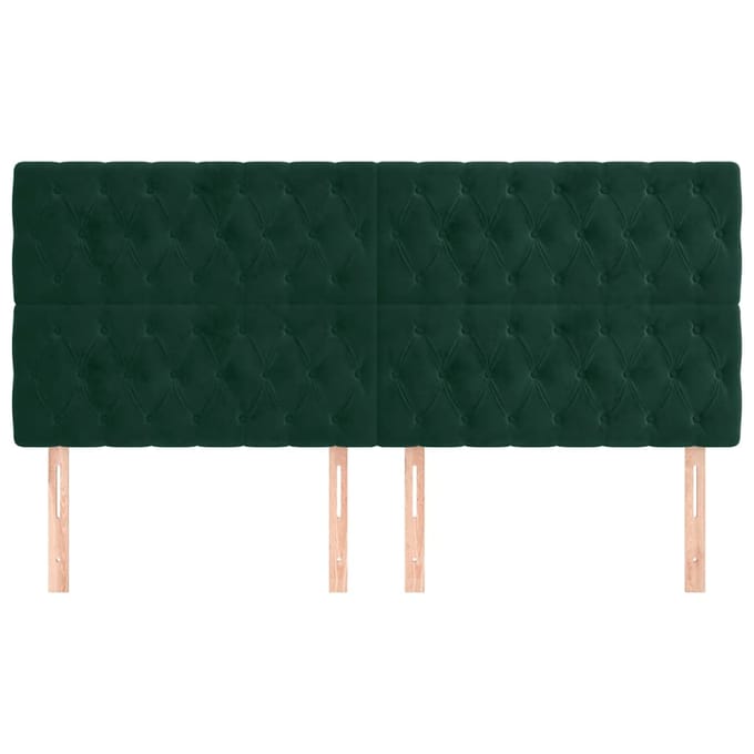 vidaXL - Hoofdbord - donkergroen - 200x7x118/128 - cm - fluweel