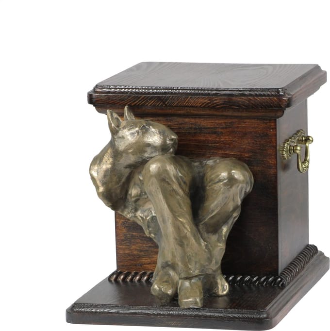 Elegante urn voor Bull Terrier met hondenbuste