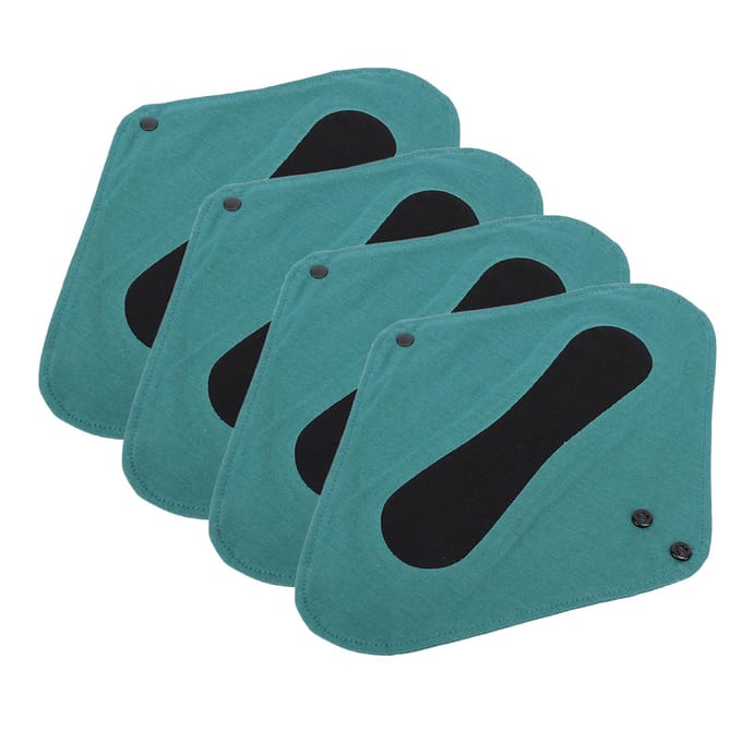 4 stuks Herbruikbare Inlegkruisjes Wasbare Maandverbanden Puur Katoen Herbruikbare Menstruatiepads voor Vrouwen black