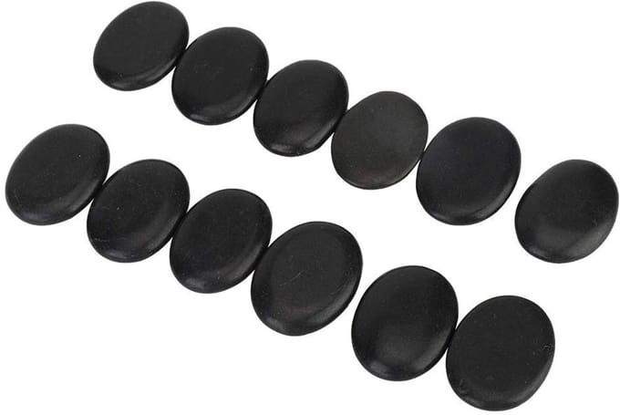 12-Delige Set Basalt Massage Stenen voor Warme Ontspanning en Wellness