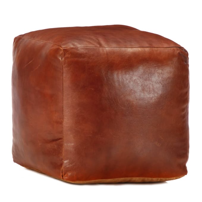 vidaXL - Poef - 40x40x40 - cm - echt - geitenleer - tan
