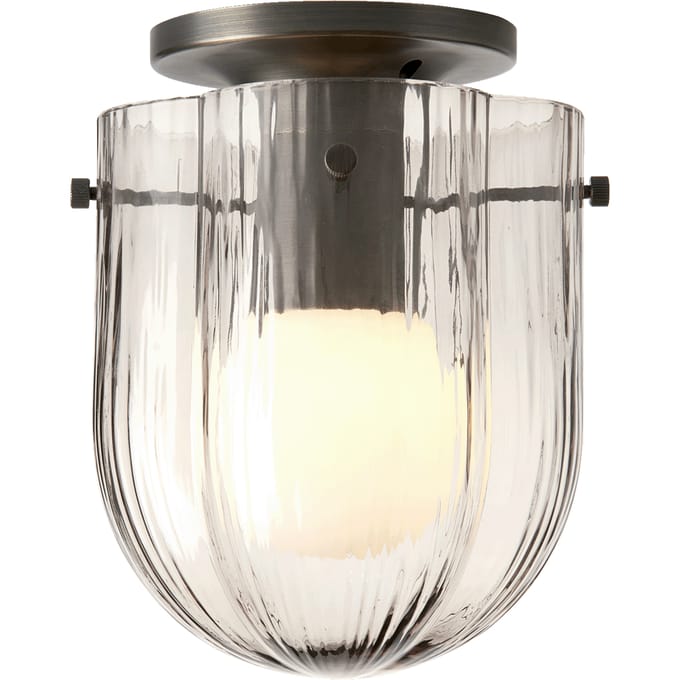Gubi plafondlamp Seine, antiek messing, rookgrijs glas