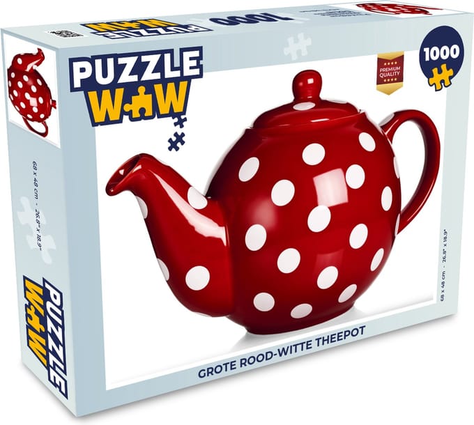 Puzzel Grote rood-witte theepot - Legpuzzel - Puzzel 1000 stukjes volwassenen