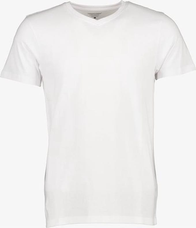 Unsigned heren T-shirt wit katoen V-hals - Maat S