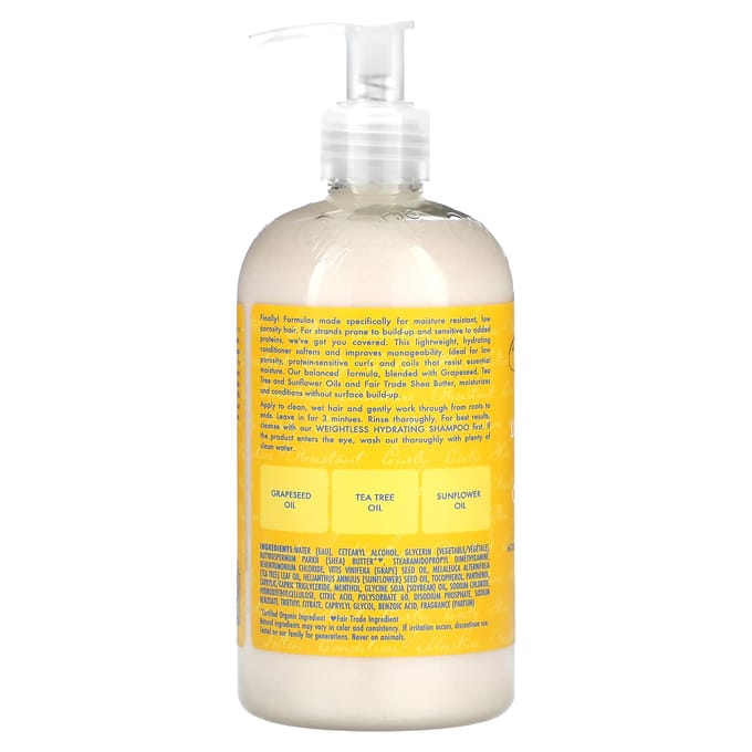 SheaMoisture, Huile de pépins de raisin et d'arbre à thé, Faible porosité, Après-shampoing hydratant léger, 13 fl oz (384 ml) yellow
