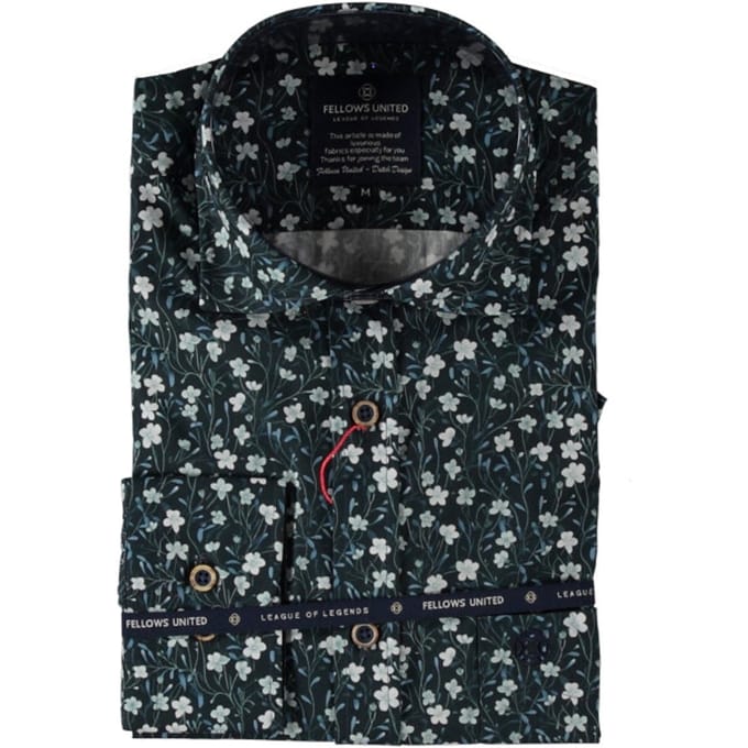 Fellows United - Lange mouw overhemd - Mannen - L - Blauw - Katoen - 52.6522