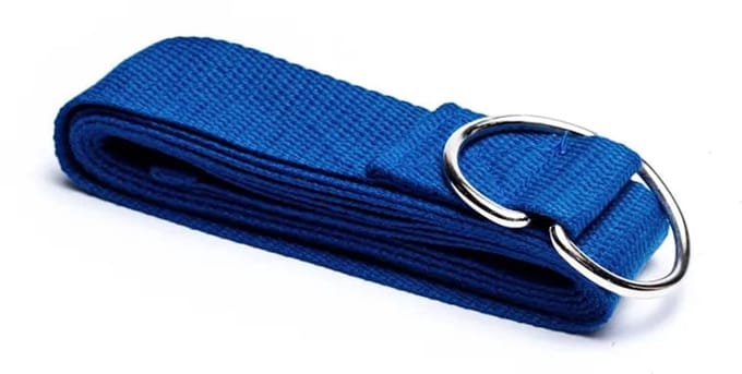 Yoga riem D-ring blauw katoen -- 183x4 cm