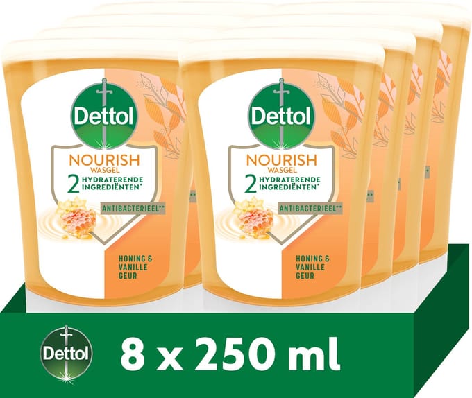 Dettol No-Touch Navulling Handzeep - Extra Care Honey & Sheabutter 250ML - 8 Stuks - Voordeelverpakking