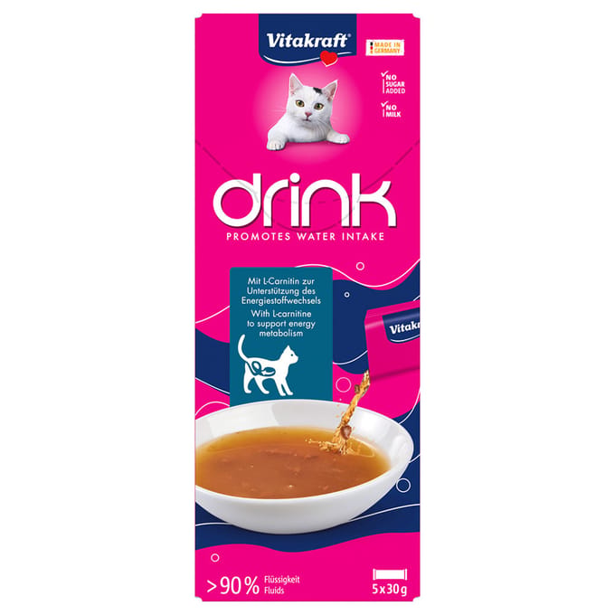 Voordeelpakket: 45x30g Vitakraft kattendrank met zalm en L-carnitine kattensnacks