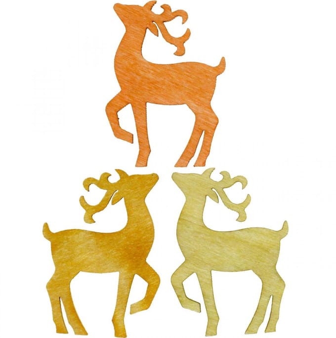 Strooidecoratie Kersthout hert naturel 4×3cm 72 st, 72 Stück
