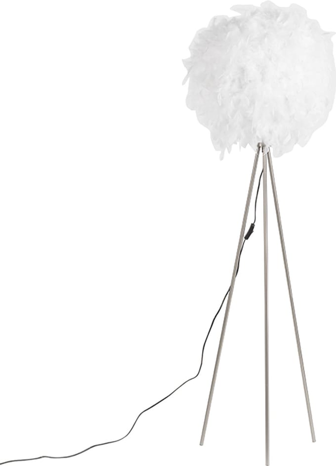 QAZQA Feather Tripod/Driepoot Vloerlamp - 1 lichts - H 1550 mm - Wit