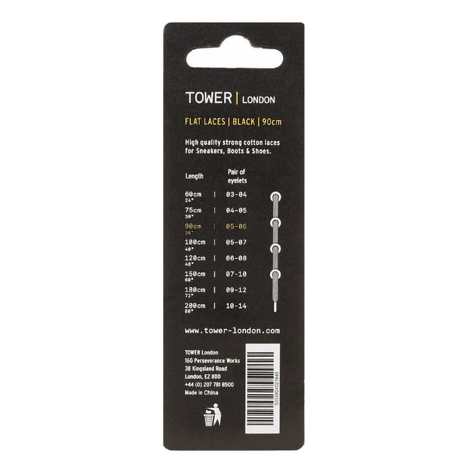TOWER London Zwarte platte veters (90cm)