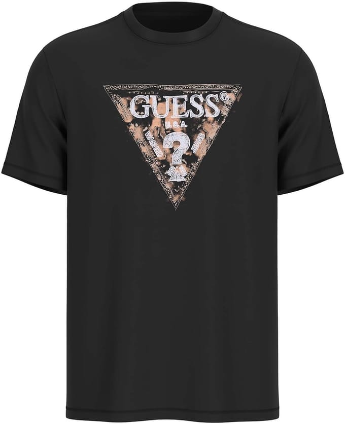 GUESS Ss Cn  Triangle Jet Black A996 Taglia: M | Magliette basic Outlet | Uomo | Nero