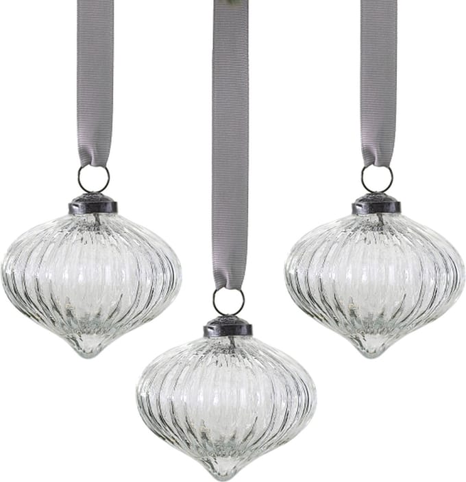 Ginger Ray - Ginger Ray - Glazen geribbelde kerstboomhangers