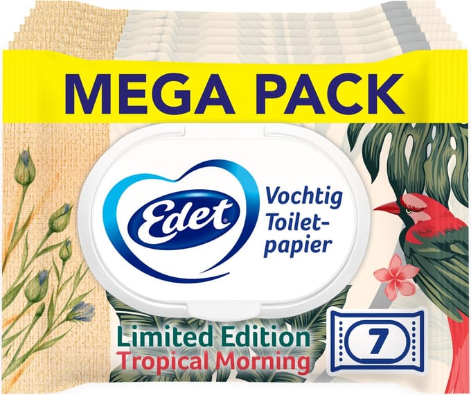 Edet Vochtig Wc Papier Tropical Morning - 7 x 42 = 294 vellen