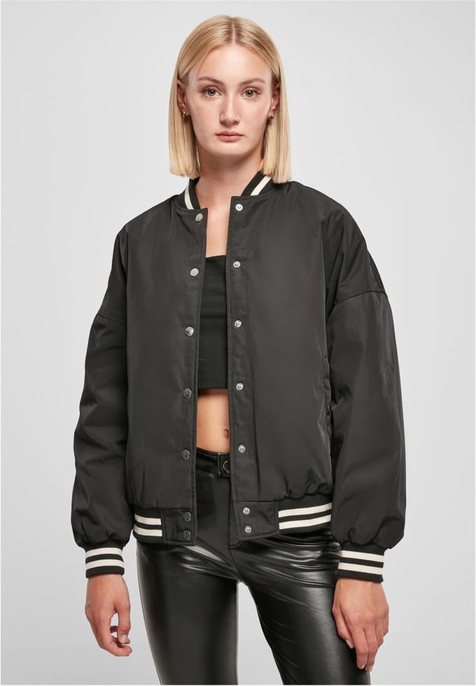 Urban Classics - Oversized Recycled College jacket - S - Zwart
