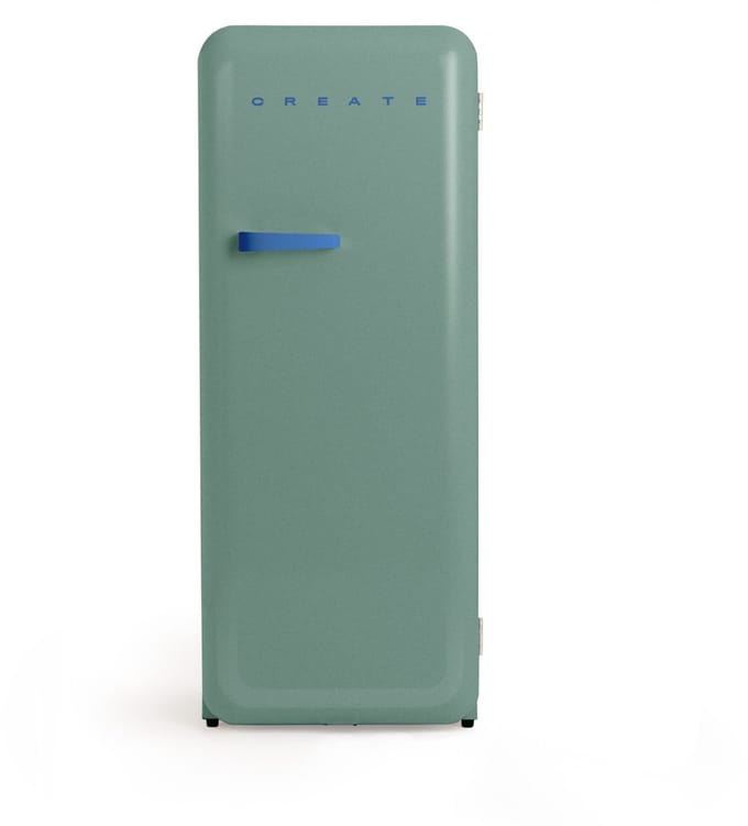 CREATE - Koelkast in retrostijl - Sage - Handvat Kobaltblauw - FRIDGE RETRO 281L