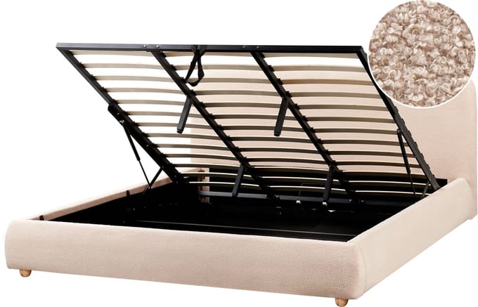 BLAGNAC - Bed met opbergruimte - Beige - 180 x 200 cm - Bouclé