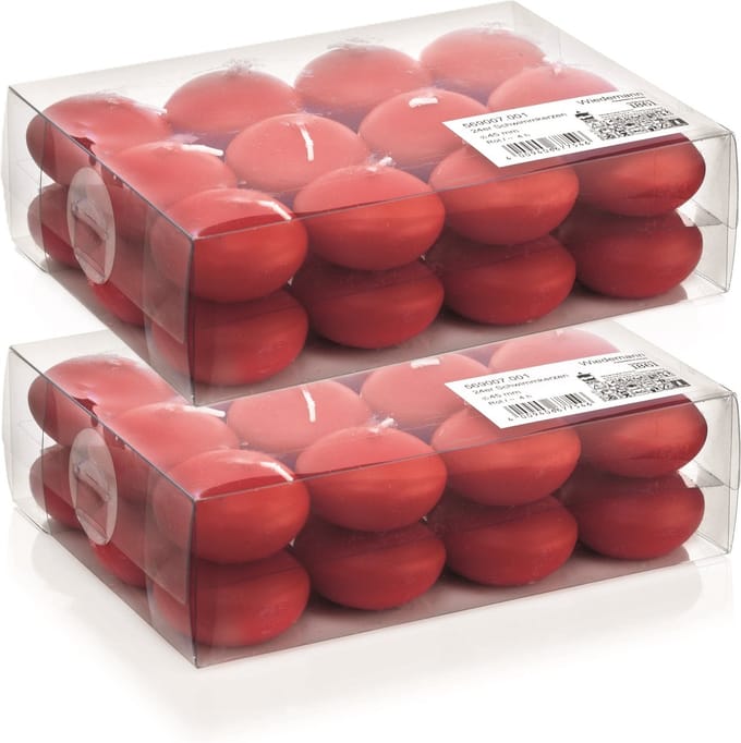 Trend candles Drijfkaarsen - 48x - rood - 4,5 cm - 4 branduren