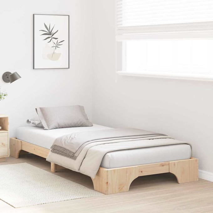 vidaXL - Bedframe - Naturel - 75 - x - 190 - cm - Massief - grenenhout