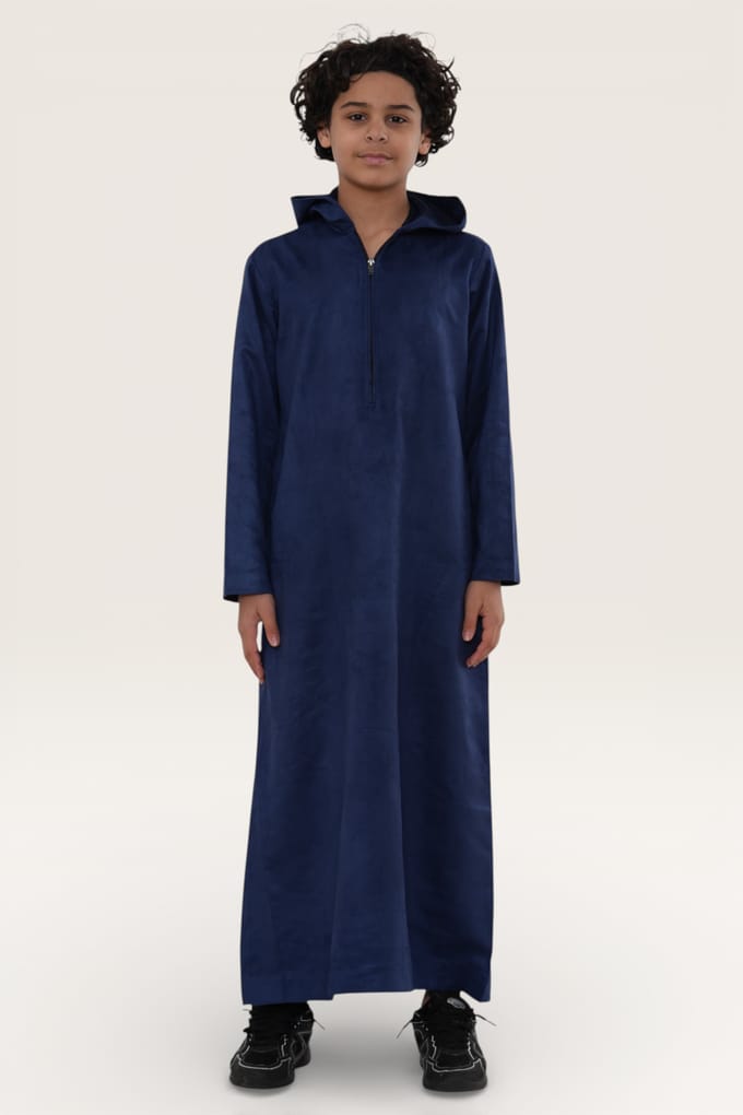 Kinderen Jongens Marineblauwe Capuchon Eid Marokkaanse Jubba Gewaad Ramadan Eid Thobe LFS - K-HM12