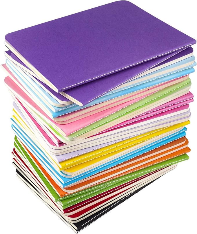 Bulk set van 36 kleine notitieblokken voor notities en schetsen, A6 formaat
